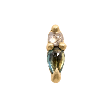 Petite Green Posy Stud Earring with Diamond - 11955